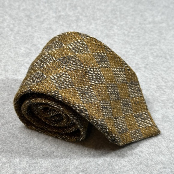 Ermenegildo Zegna Other - Ermenegildo Zegna Wool Silk Check Plaid Tie Brown Textured Italy NWOT 57x3.75in